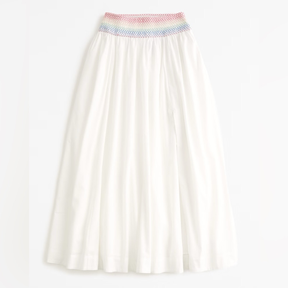 Pride smocked high slit maxi skirt